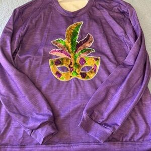Purple Sequin Mask Pullover Top - womens